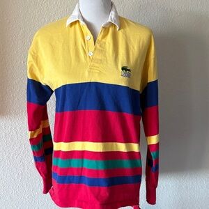 VTG Lacoste Multicolor Striped Rugby Shirt unisex Sz M
